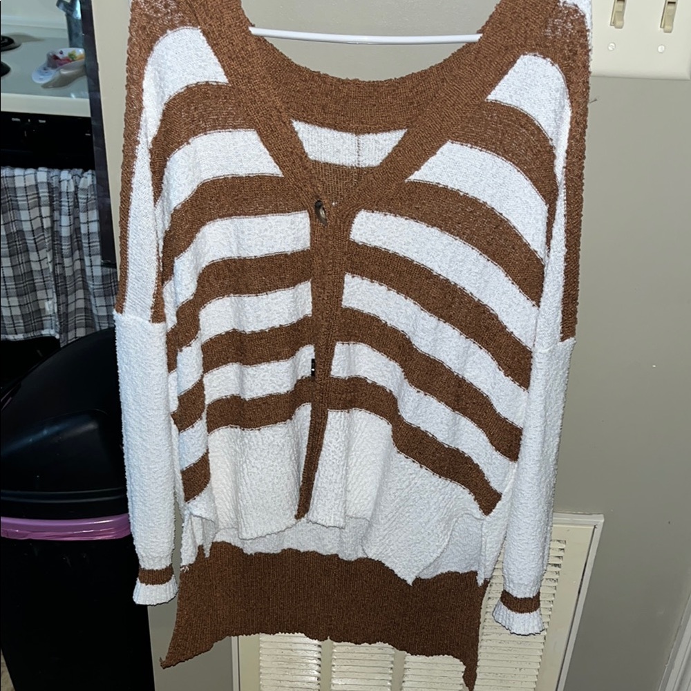 Striped Brown and White Women's Sweater
